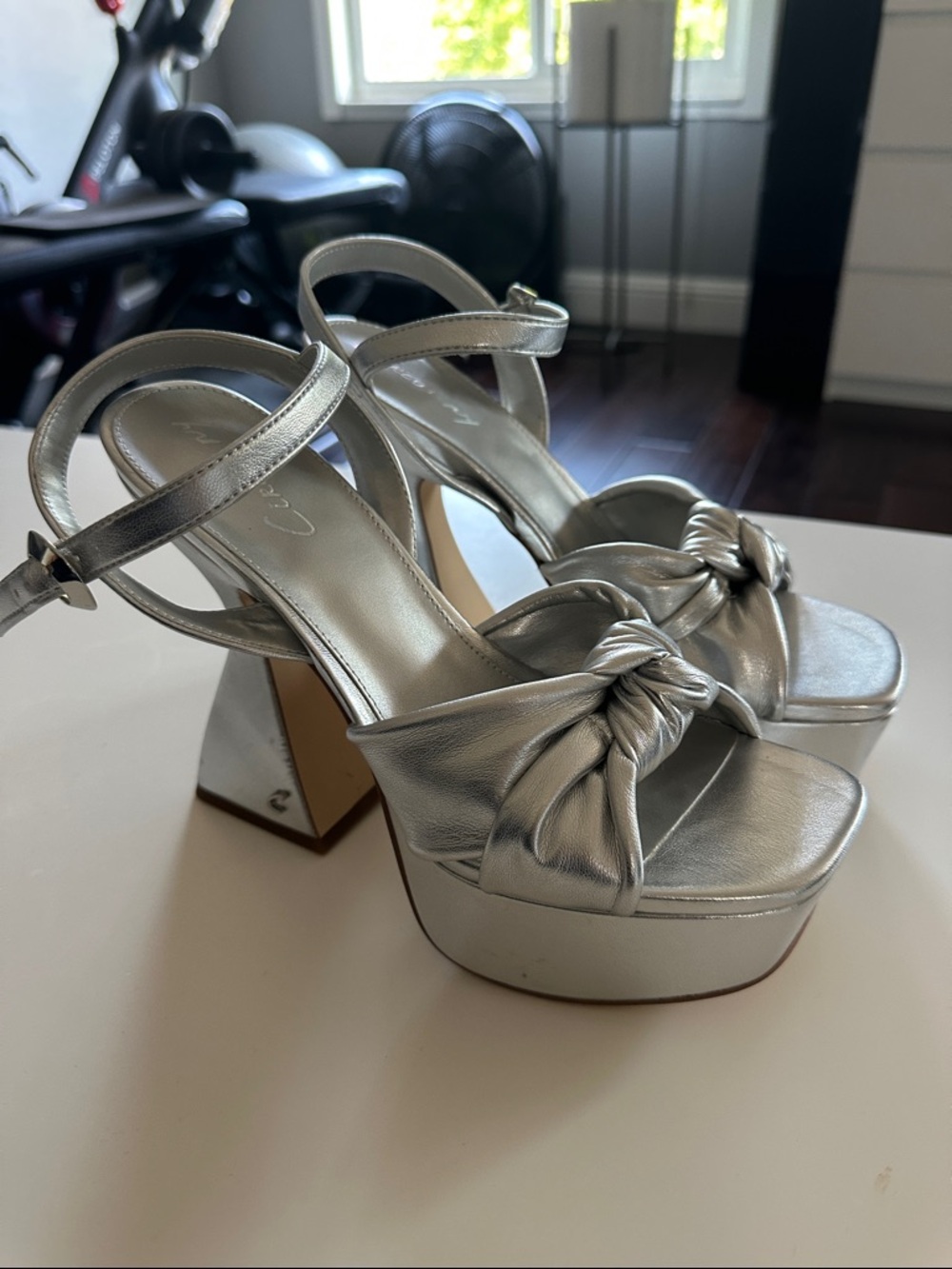 Circus by Sam Edelman Silver Knot-Front Platform Sandals